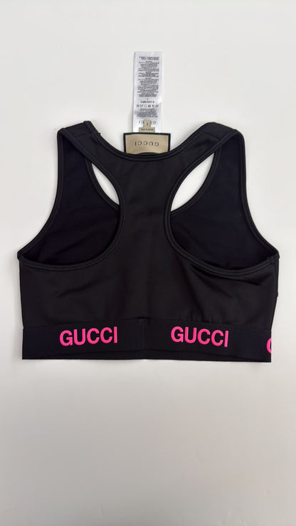BLACK PINK LOGO JACQUARD CROP TOP S