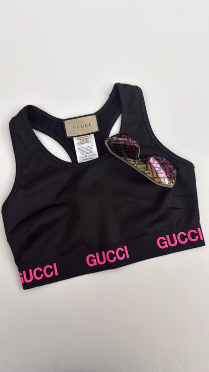 BLACK PINK LOGO JACQUARD CROP TOP S