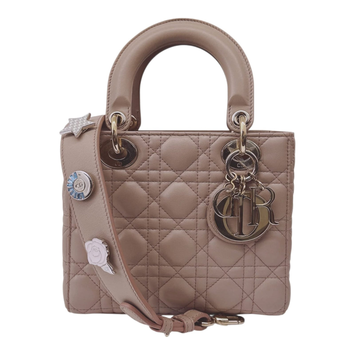 NUDE PINK CALFSKIN CANNAGE SMALL MY ABCDIOR LADY DIOR HANDBAG