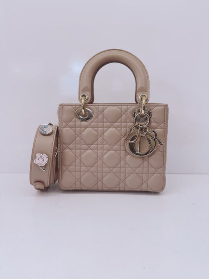 NUDE PINK CALFSKIN CANNAGE SMALL MY ABCDIOR LADY DIOR HANDBAG