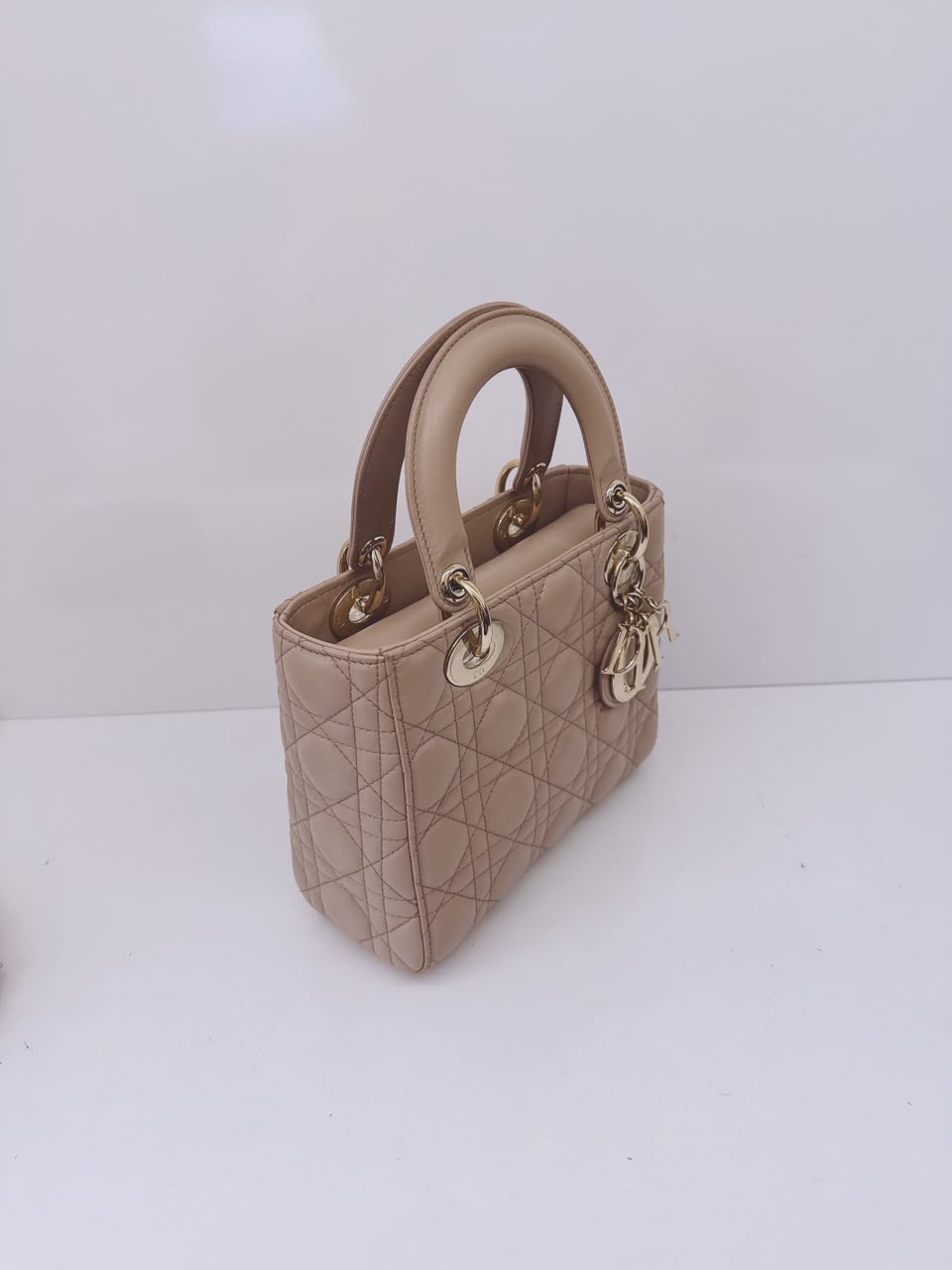 NUDE PINK CALFSKIN CANNAGE SMALL MY ABCDIOR LADY DIOR HANDBAG