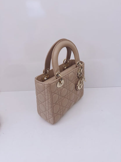 NUDE PINK CALFSKIN CANNAGE SMALL MY ABCDIOR LADY DIOR HANDBAG
