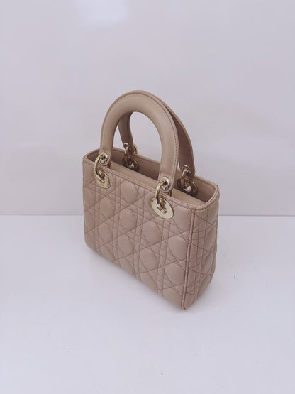 NUDE PINK CALFSKIN CANNAGE SMALL MY ABCDIOR LADY DIOR HANDBAG