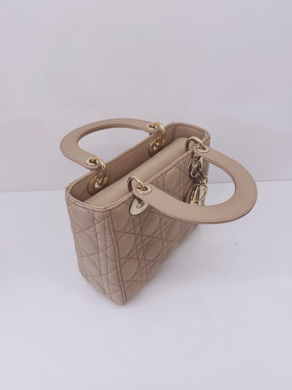 NUDE PINK CALFSKIN CANNAGE SMALL MY ABCDIOR LADY DIOR HANDBAG