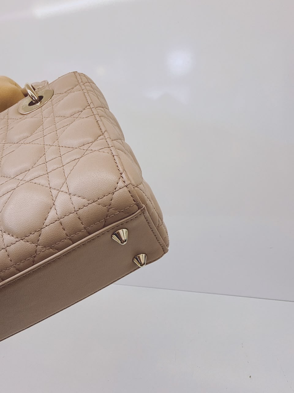 NUDE PINK CALFSKIN CANNAGE SMALL MY ABCDIOR LADY DIOR HANDBAG