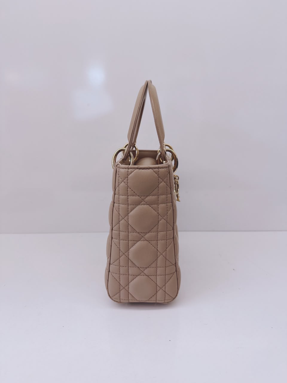 NUDE PINK CALFSKIN CANNAGE SMALL MY ABCDIOR LADY DIOR HANDBAG