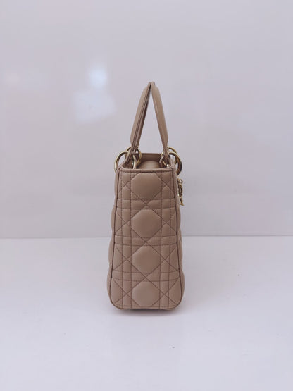NUDE PINK CALFSKIN CANNAGE SMALL MY ABCDIOR LADY DIOR HANDBAG