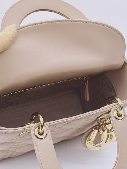 NUDE PINK CALFSKIN CANNAGE SMALL MY ABCDIOR LADY DIOR HANDBAG