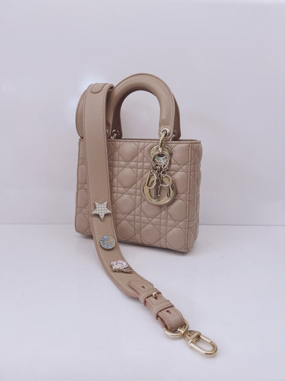 NUDE PINK CALFSKIN CANNAGE SMALL MY ABCDIOR LADY DIOR HANDBAG