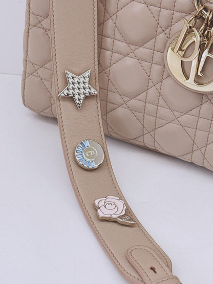 NUDE PINK CALFSKIN CANNAGE SMALL MY ABCDIOR LADY DIOR HANDBAG