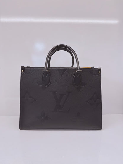 BLACK MONOGRAM EMPREINTE LEATHER ONTHEGO MM TOTE BAG