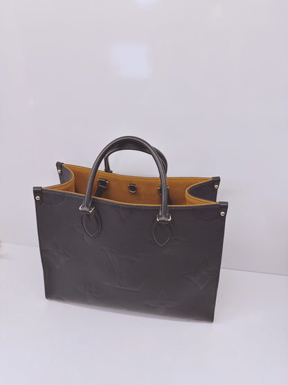 BLACK MONOGRAM EMPREINTE LEATHER ONTHEGO MM TOTE BAG