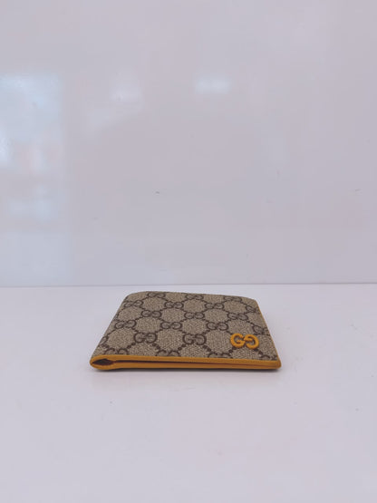 BEIGE YELLOW GG SUPREME CANVAS BIFOLD WALLET