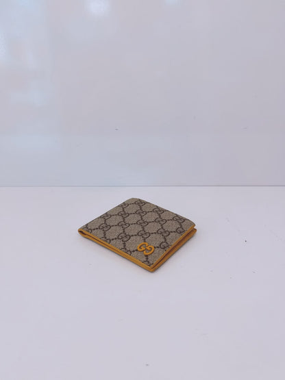 BEIGE YELLOW GG SUPREME CANVAS BIFOLD WALLET