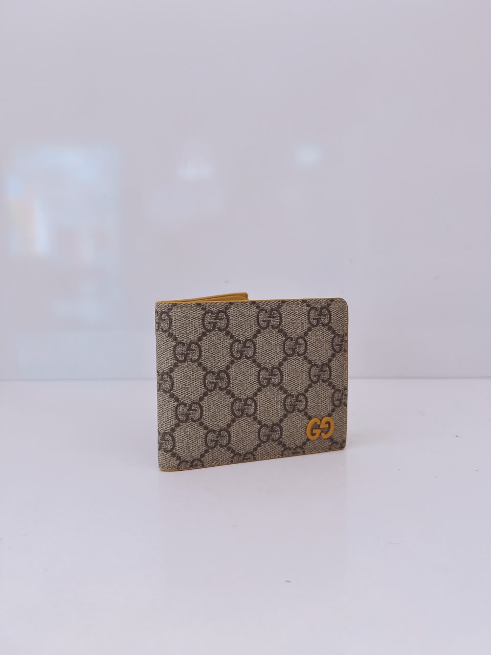 BEIGE YELLOW GG SUPREME CANVAS BIFOLD WALLET