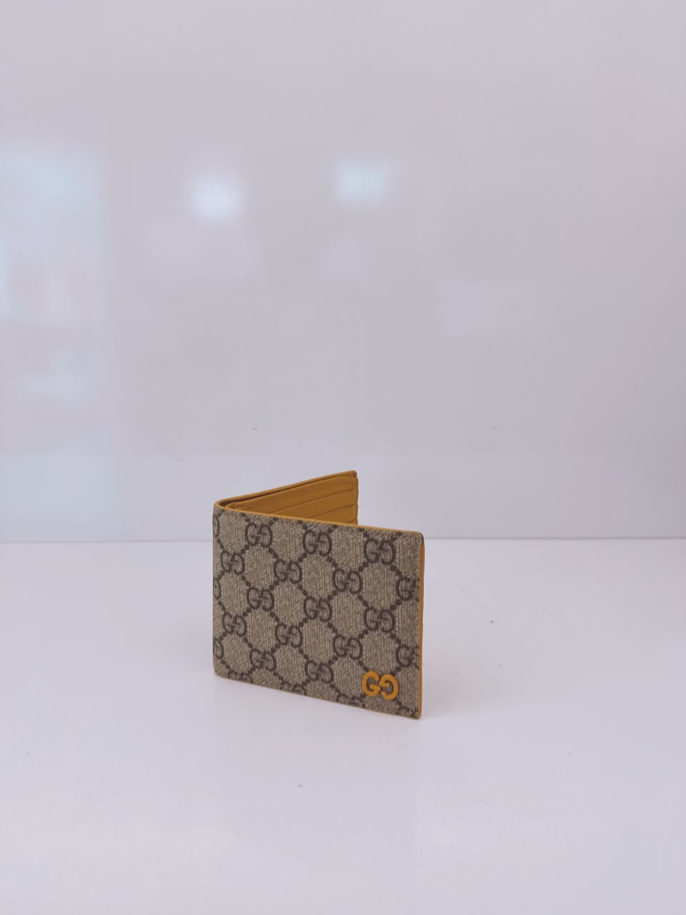 BEIGE YELLOW GG SUPREME CANVAS BIFOLD WALLET
