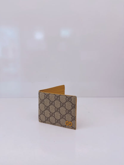 BEIGE YELLOW GG SUPREME CANVAS BIFOLD WALLET
