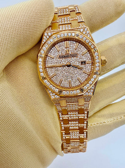 ROSE GOLD PAVED DIAMONDS ROYAL OAK WATCH