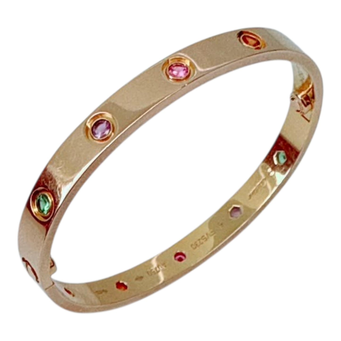 18K ROSE GOLD MULTI GEMSTONE LOVE BRACELET 16