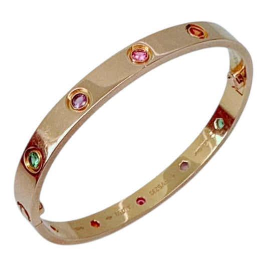 18K ROSE GOLD MULTI GEMSTONE LOVE BRACELET 16