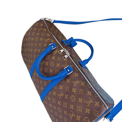 BLUE MONOGRAM MACASSAR KEEPALL BANDOULIERE 50
