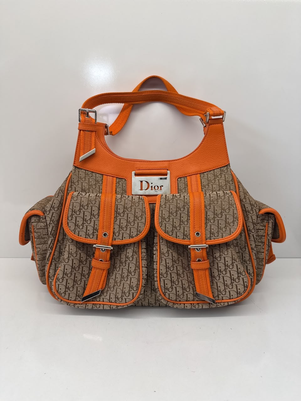 BEIGE ORANGE DIORISSIMO STREET CHIC CARGO VINTAGE HOBO BAG