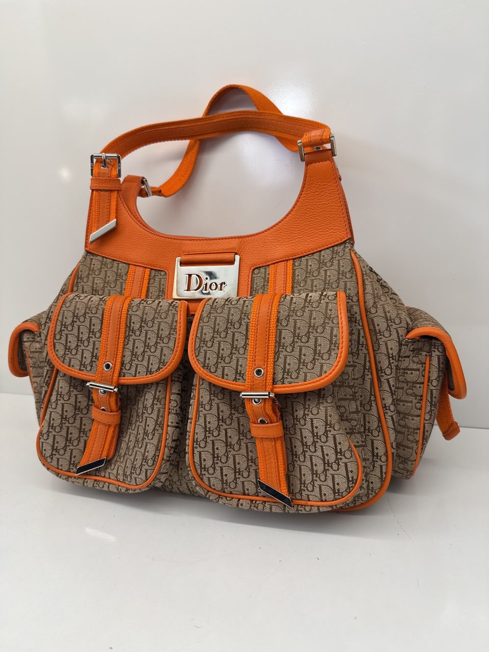 BEIGE ORANGE DIORISSIMO STREET CHIC CARGO VINTAGE HOBO BAG