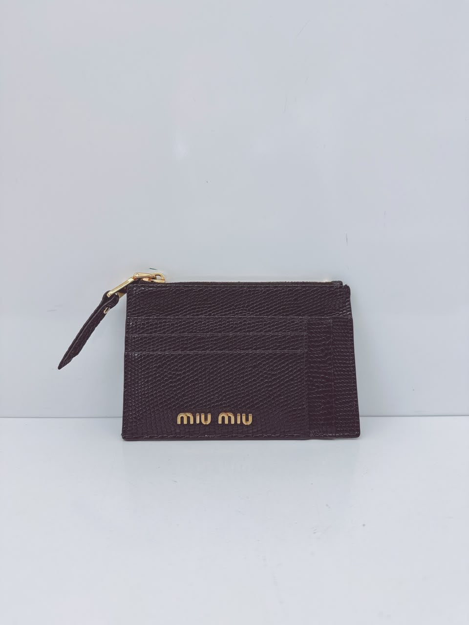 BLACK LIZARD EMBOSSED LEATHER MADRAS CARD HOLDER