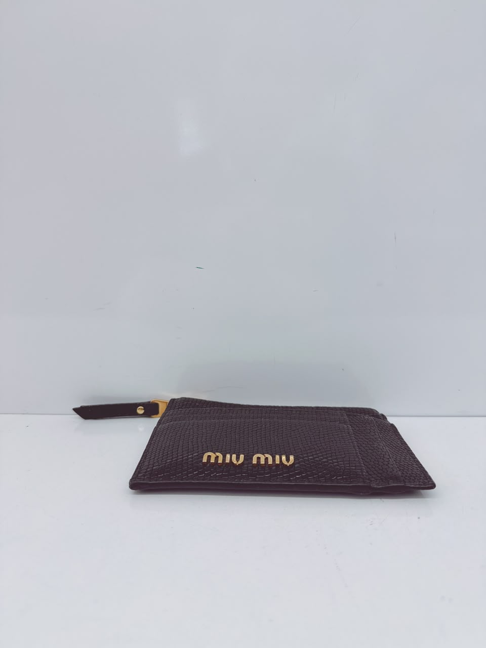 BLACK LIZARD EMBOSSED LEATHER MADRAS CARD HOLDER