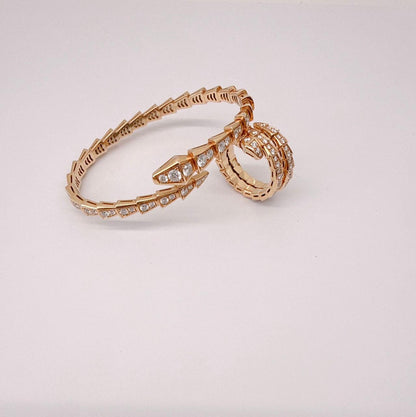 18K ROSE GOLD SERPENTI VIPER DIAMOND BRACELET AND RING SET