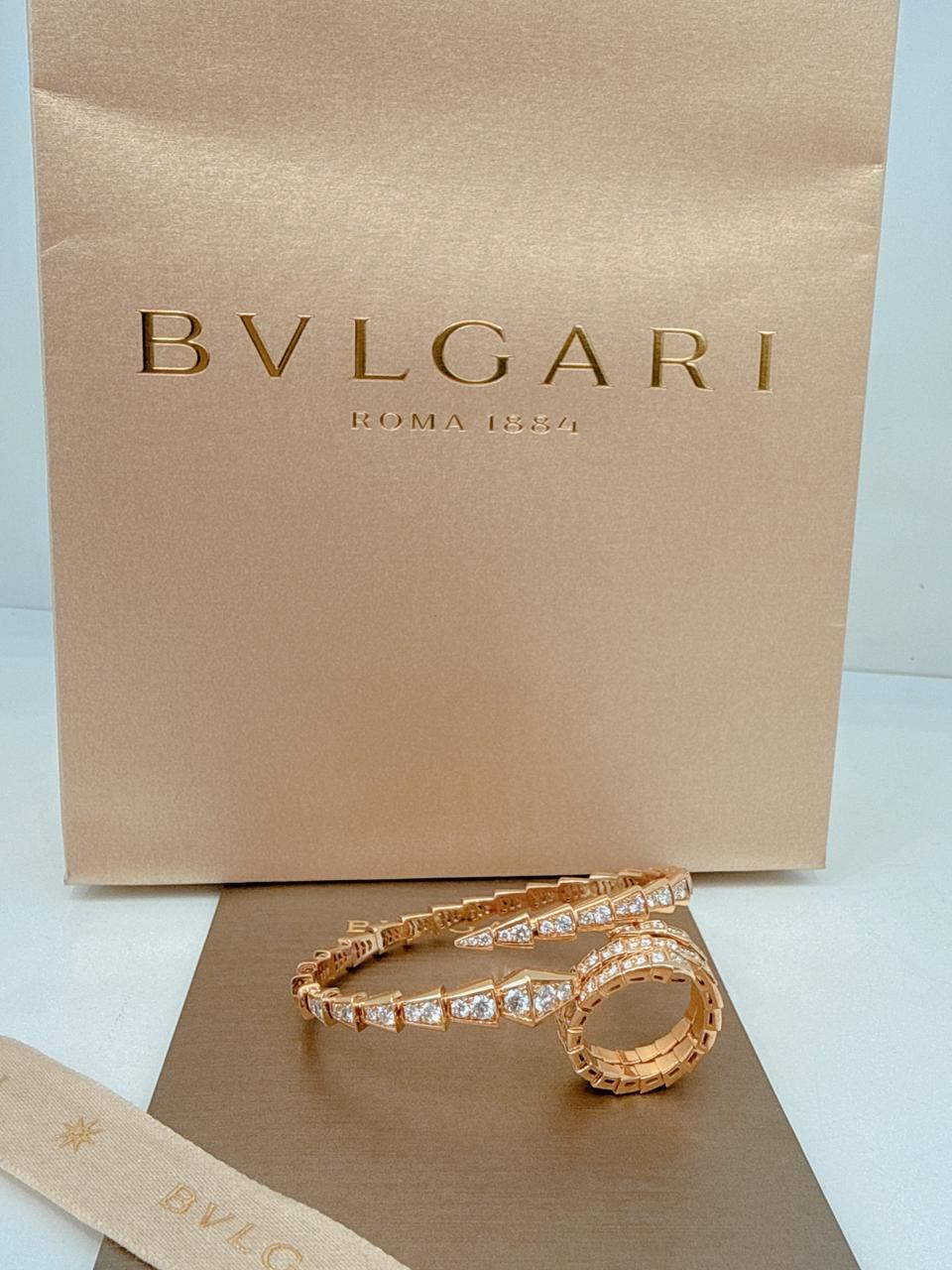 18K ROSE GOLD SERPENTI VIPER DIAMOND BRACELET AND RING SET