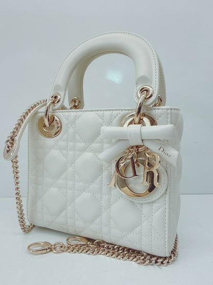 LATTE CANNAGE LAMBSKIN MINI LADY DIOR BAG