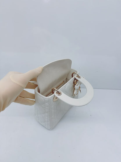 LATTE CANNAGE LAMBSKIN MINI LADY DIOR BAG