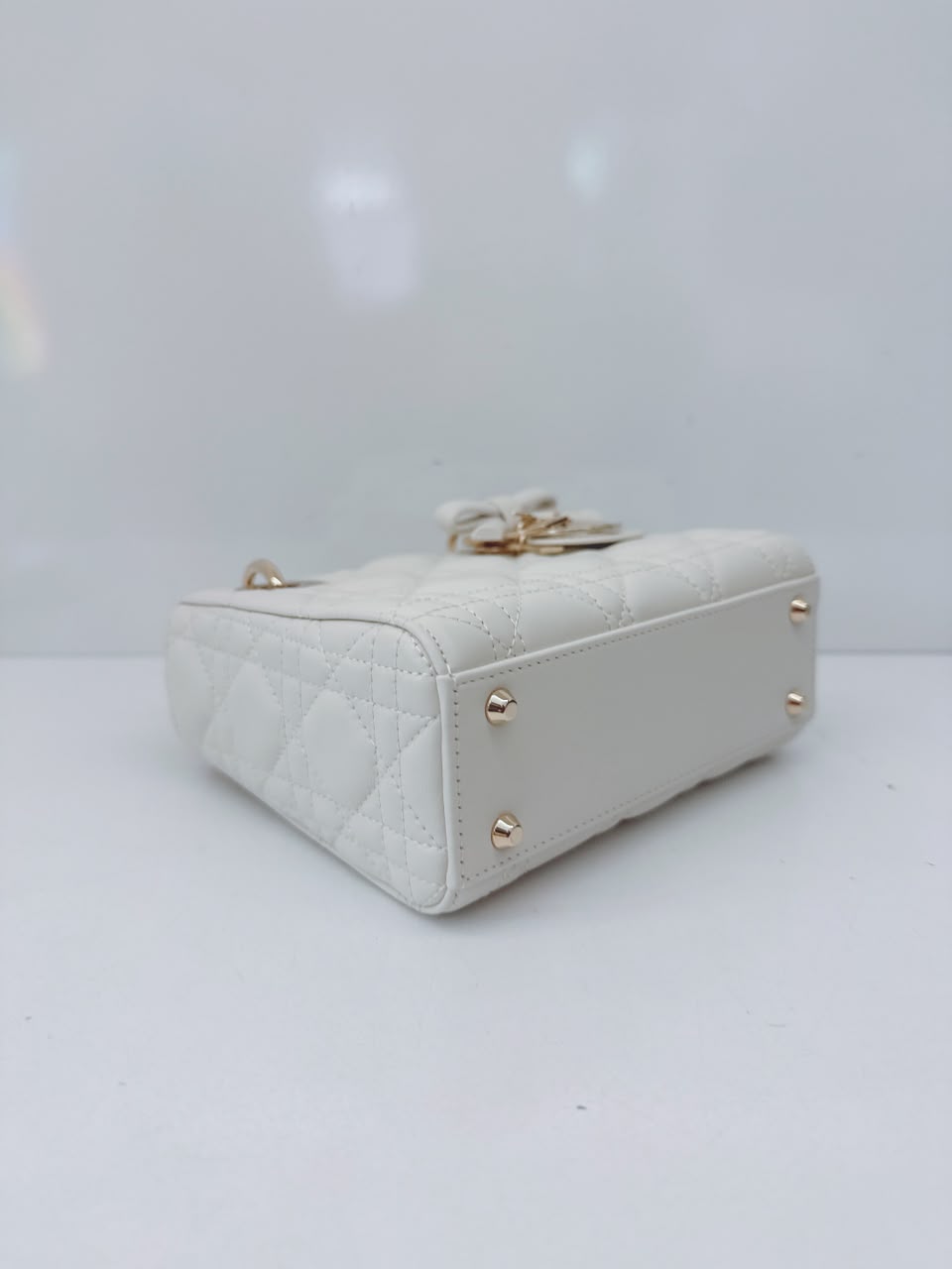 LATTE CANNAGE LAMBSKIN MINI LADY DIOR BAG