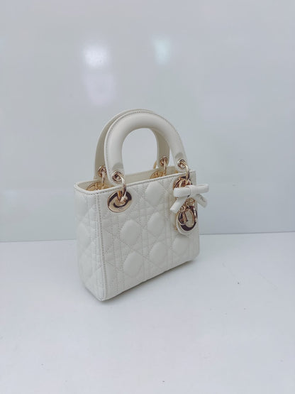 LATTE CANNAGE LAMBSKIN MINI LADY DIOR BAG
