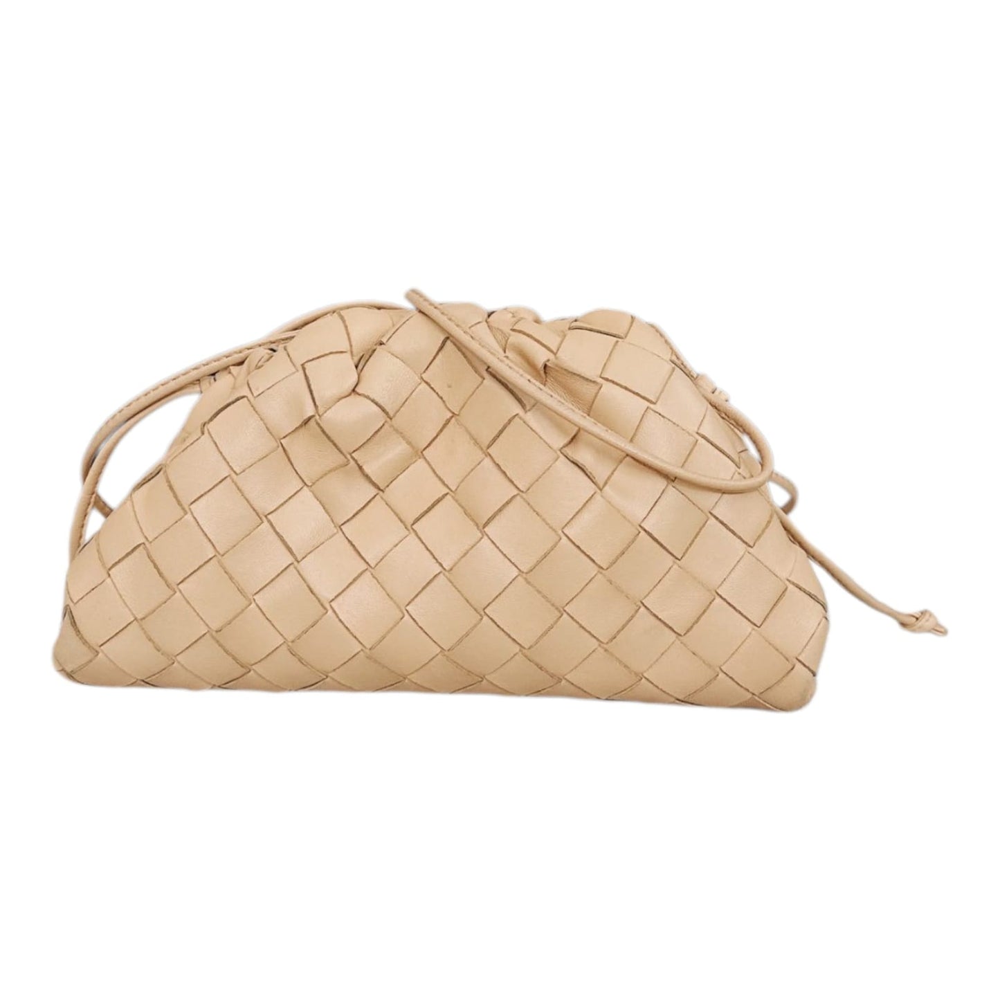 BEIGE INTRECCIATO LEATHER THE POUCH SHOULDER BAG