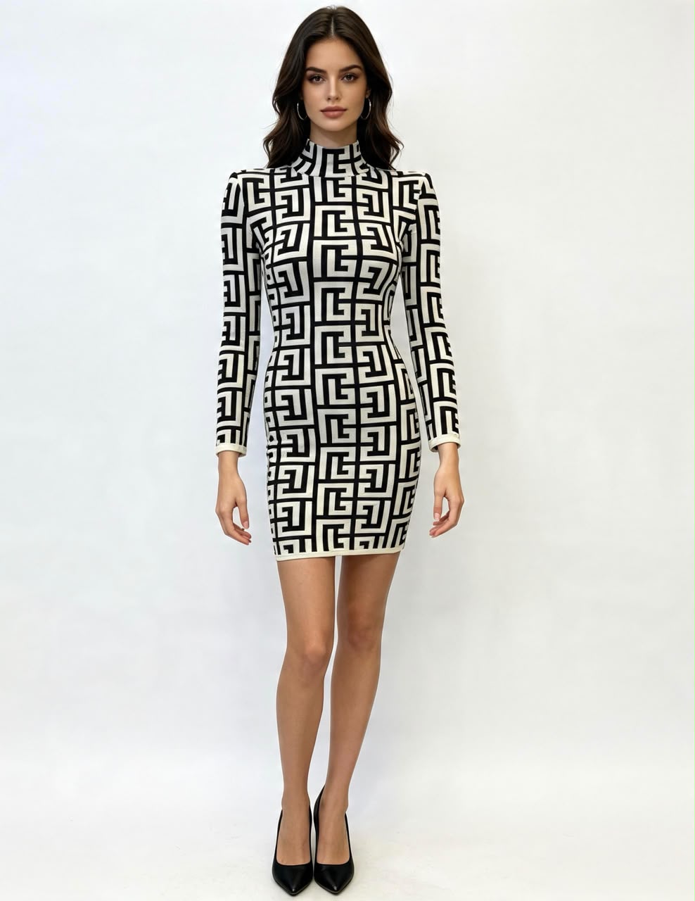 MONOGRAM KNIT LONGSLEEVES DRESS 36