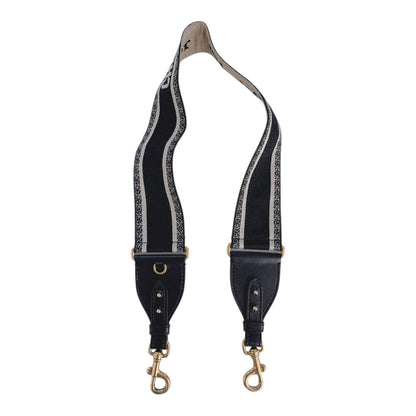 BLACK BEIGE CANVAS AND LEATHER BAG SHOULDER STRAP