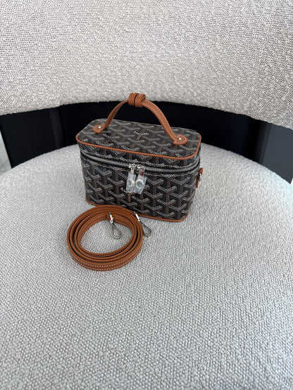 NATUREL BLACK GOYARDINE MUSE MINI VANITY CASE