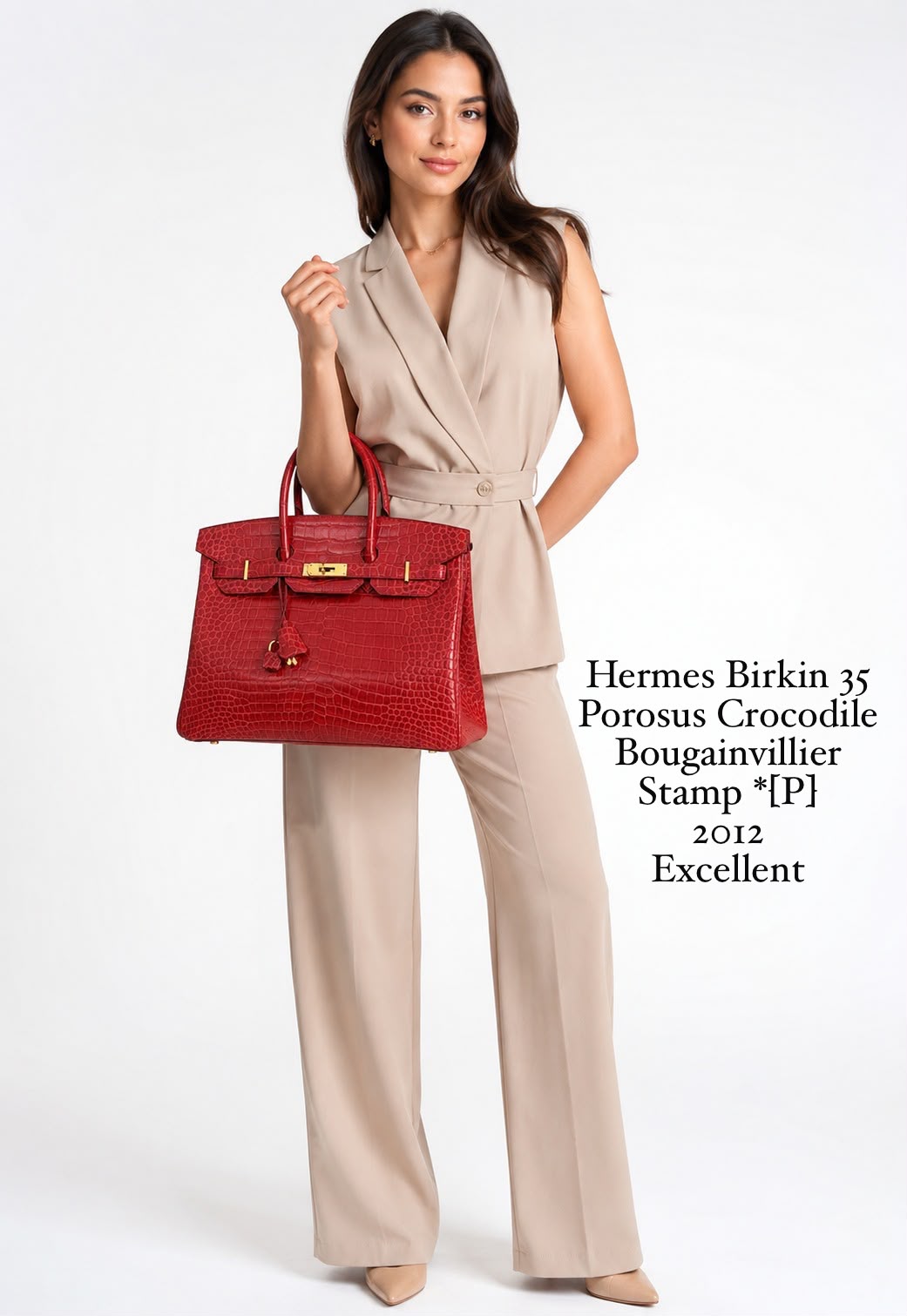 BOUGAINVILLIER POROSUS CROCODILE BIRKIN 35 GOLD HARDWARE