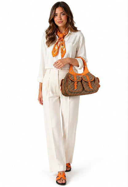BEIGE ORANGE DIORISSIMO STREET CHIC CARGO VINTAGE HOBO BAG