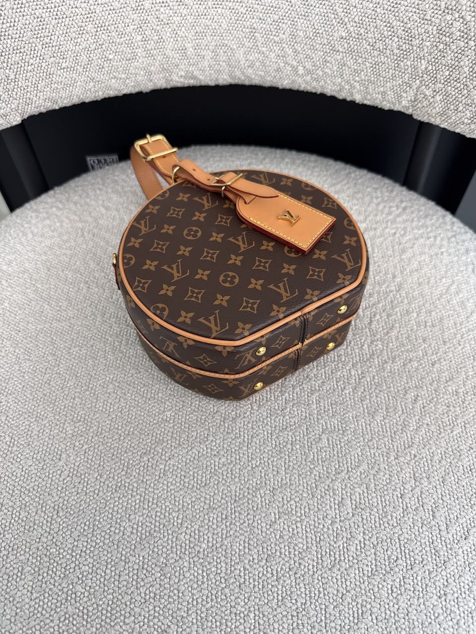 BROWN MONOGRAM CANVAS PETITE BOITE CHAPEAU BAG