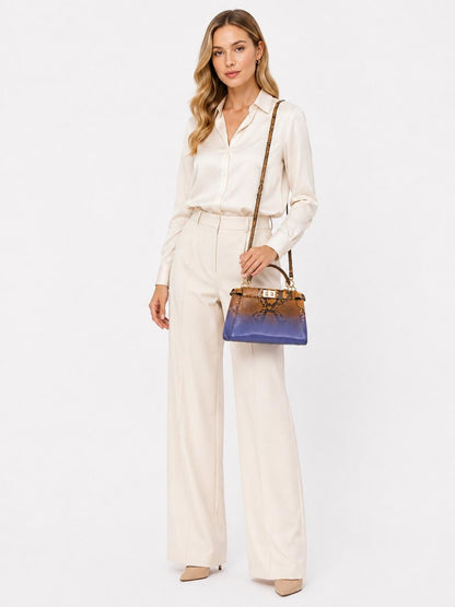 BROWN PURPLE SNAKESKIN SHINY NAPPA SFUMATO ICONIC MINI PEEKABOO BAG