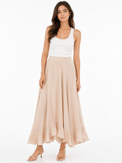 NUDE ELEGANT DROPPED FLOUNCE HEM SKIRT 38