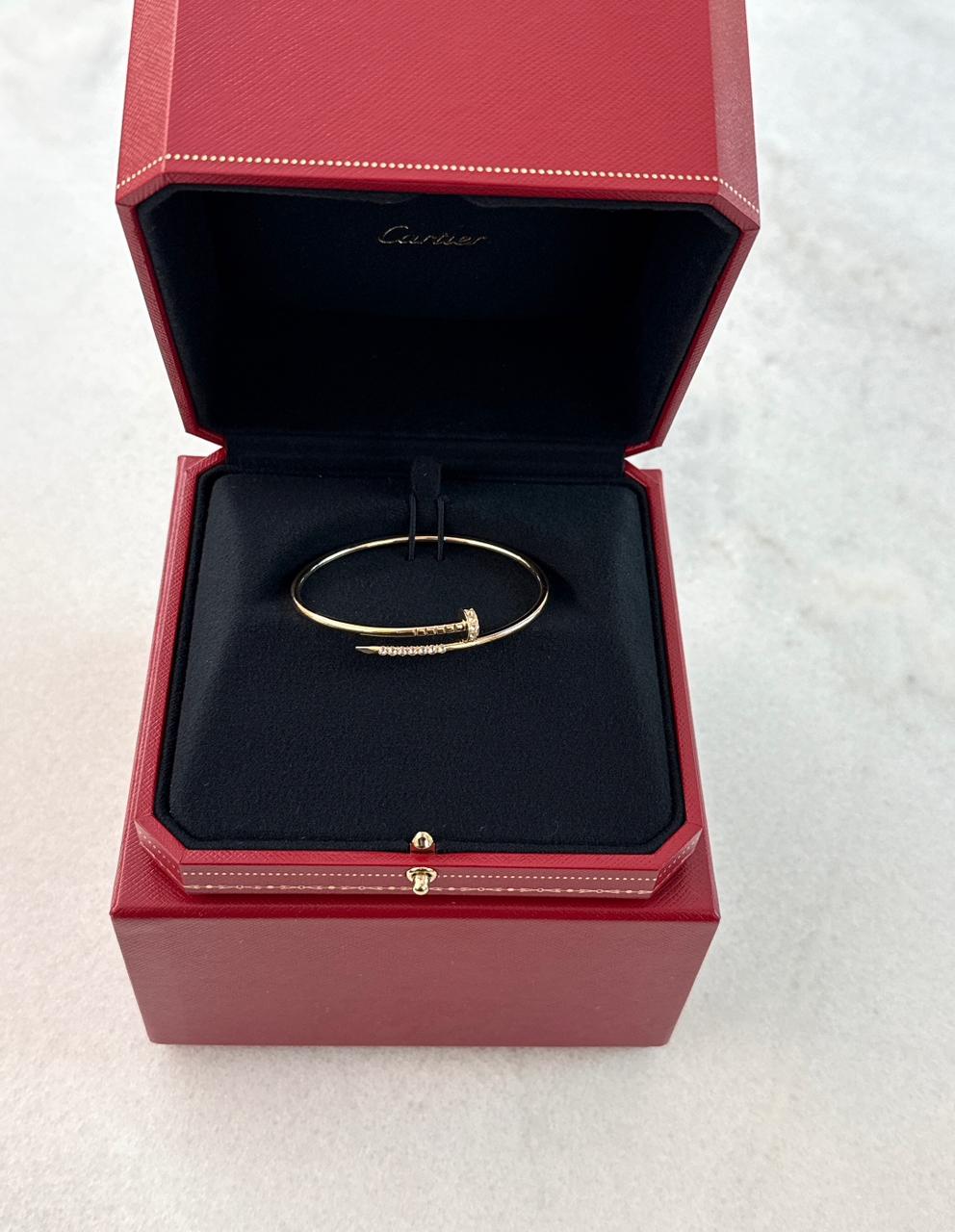 18K YELLOW GOLD JUST UN CLOU BRACELET, SMALL MODEL REVERSE-SET DIAMONDS 16