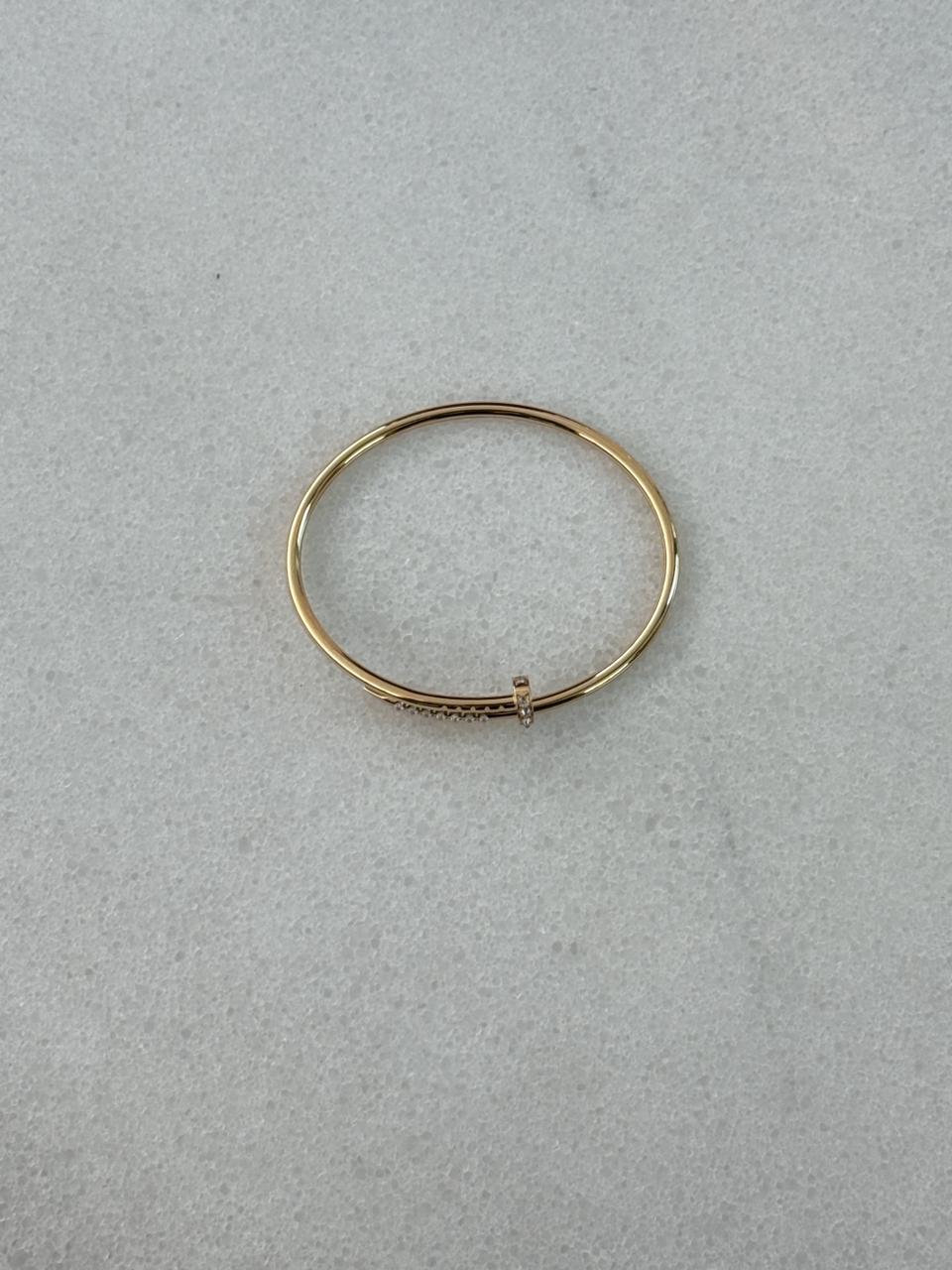 18K YELLOW GOLD JUST UN CLOU BRACELET, SMALL MODEL REVERSE-SET DIAMONDS 16