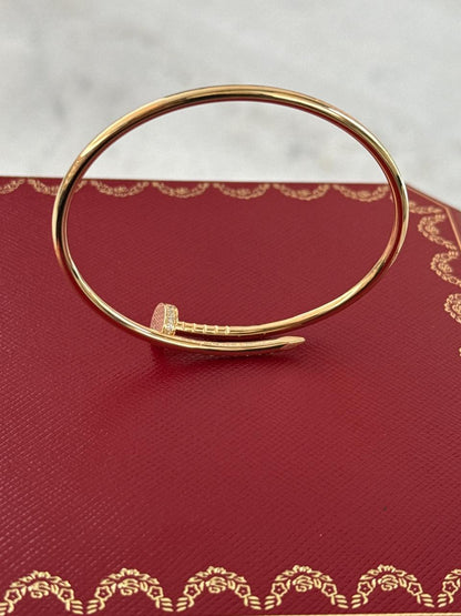 18K YELLOW GOLD JUST UN CLOU BRACELET, SMALL MODEL REVERSE-SET DIAMONDS 16
