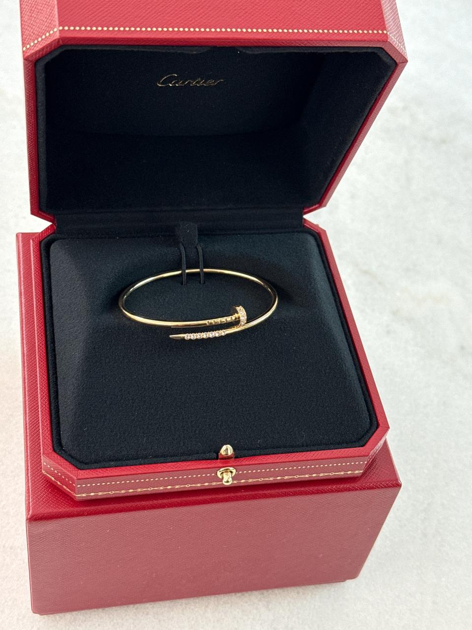 18K YELLOW GOLD JUST UN CLOU BRACELET, SMALL MODEL REVERSE-SET DIAMONDS 16