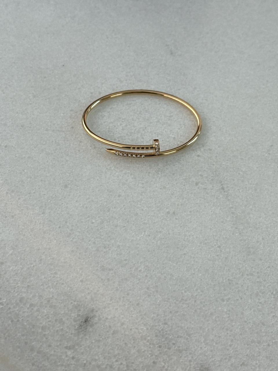 18K YELLOW GOLD JUST UN CLOU BRACELET, SMALL MODEL REVERSE-SET DIAMONDS 16