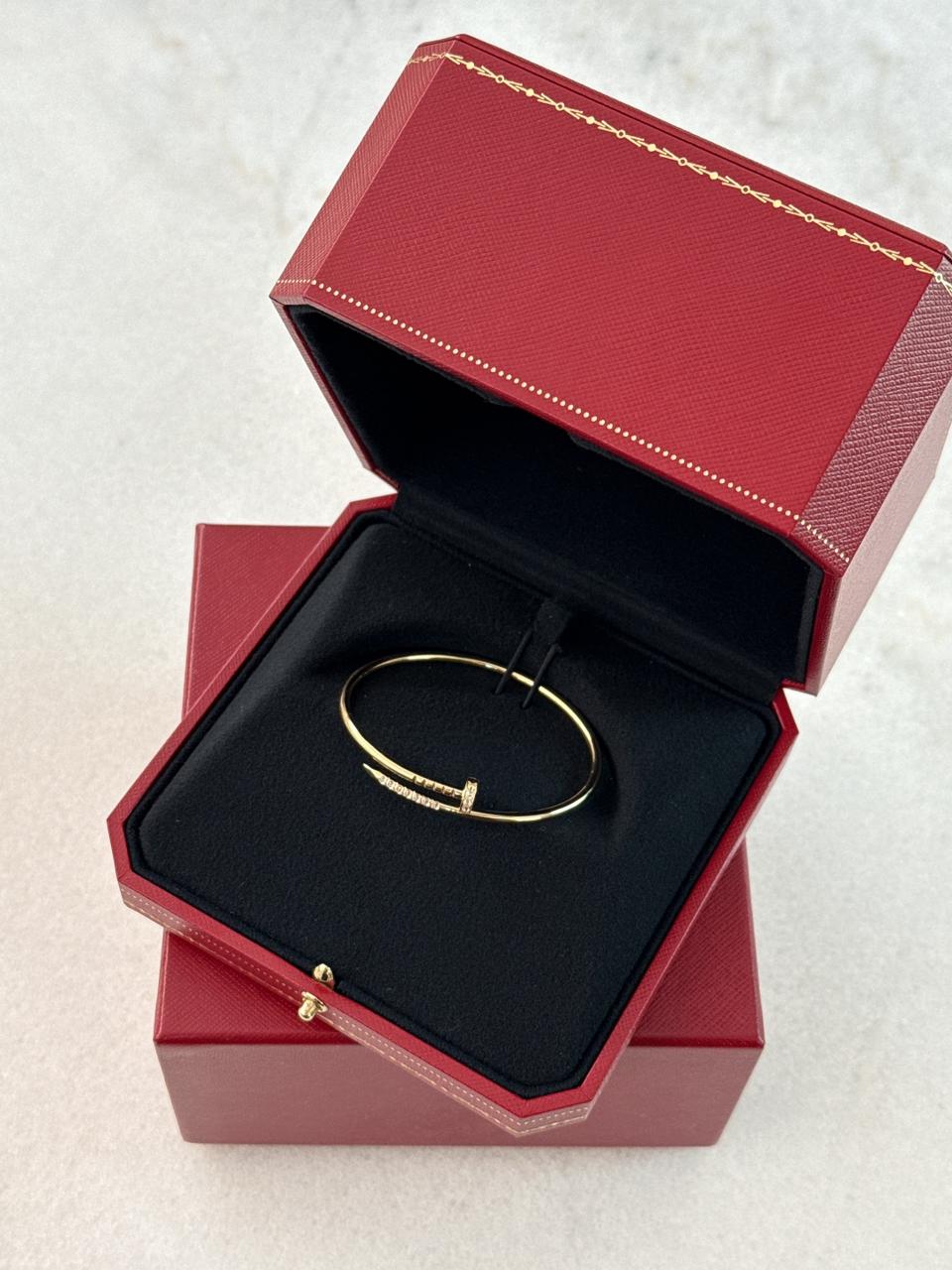 18K YELLOW GOLD JUST UN CLOU BRACELET, SMALL MODEL REVERSE-SET DIAMONDS 16